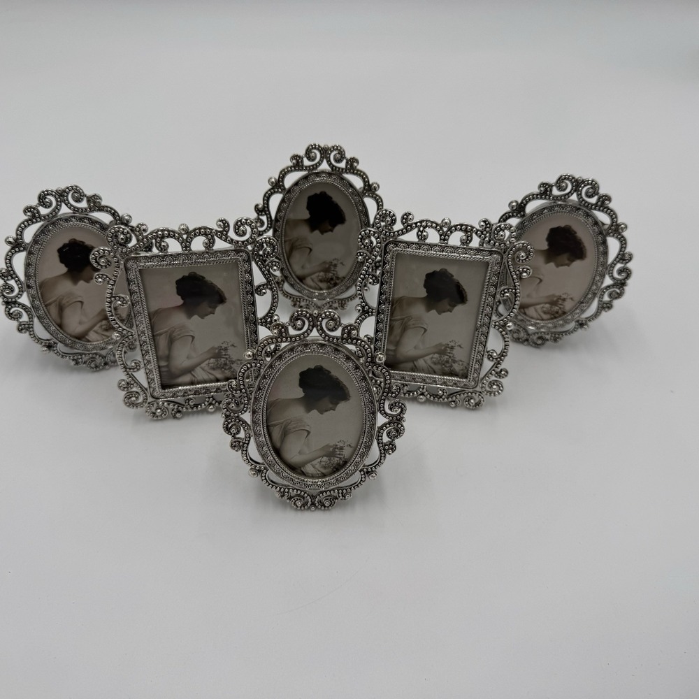 Melannco Ornate Silver Tone Picture Frames Lot 6 Baroque Victorian Scrollwork